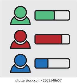 Election candidate poll icon in red, green and blue colors.