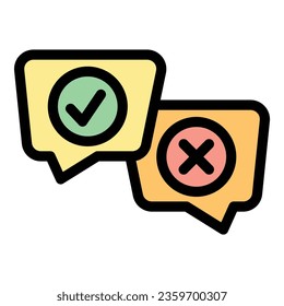 Vector de contorno de icono de chat electoral. Votación. Papel de color público
