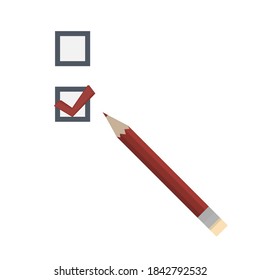 Election. Check mark in the checkbox, vector illustration