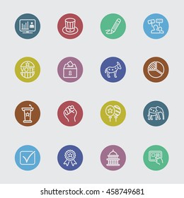 Election in color circle line icon