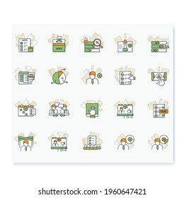 Election color icons set. Electoral college,elections, fake paper, ballot. Choice, vote concept. Democracy. Parliamentary or presidential elections. Isolated vector illustrations