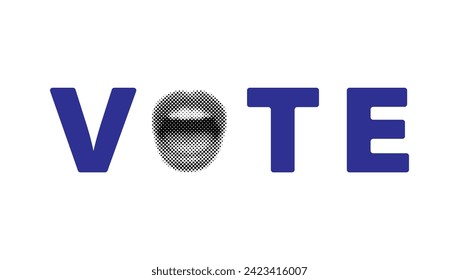 Election concept design with word Vote  and open mouth. Concept of voting.  Modern minimal style for poster, banner and background. Vector illustration