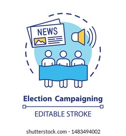 Election concept icon. Election campaigning idea thin line illustration. Political presidential race, propaganda. Marketing strategy. Social influence. Vector isolated outline drawing. Editable stroke