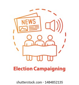 Election concept icon. Election campaigning idea thin line illustration. Political presidential race, propaganda. Marketing strategy. Social influence. Vector isolated outline drawing. Editable stroke