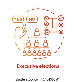 Election concept icon. Executive elections idea thin line illustration. Authority hierarchy. Public decision. Choosing new federal government. Vector isolated outline drawing. Editable stroke