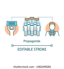 Election concept icon. Propaganda idea thin line illustration. Political meeting, protest action. Public opinion. Strike against government control. Vector isolated outline drawing. Editable stroke