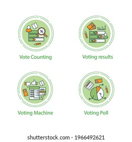 Election concept line icons set.Voting machine and result, vote counting, voting poll. Choice, vote concept. Democracy. Parliamentary elections.Vector isolated conception metaphor illustrations