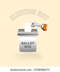 election day. ballot box. hand hold a paper. Creative trend Collage Art Vector illustration