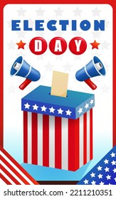 Election Day, ballot box illustration with megaphone. Suitable for events