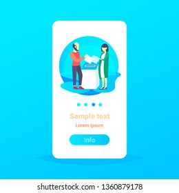 election day concept casual woman man voters couple putting paper ballot list in box during voting male female cartoon characters full length flat copy space