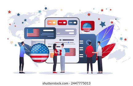 election day concept voters casting ballots at polling place during voting people holding paper ballots horizontal vector illustration