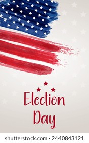 Election day - handwritten lettering. Independence day holiday. Abstract grunge brushed flag of United States of America with text. Template for horizontal holiday banner.
