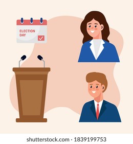 Election day icon bundle design, president government and campaign theme Vector illustration
