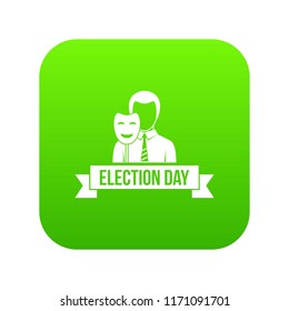 Election day icon green vector isolated on white background