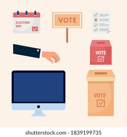 Election day icon set design, president government and campaign theme Vector illustration