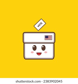 "Election Day Mascot: Adorable vector graphic featuring a cute white character with the American flag. Perfect for use as a mascot, t-shirt design, symbol, or in children's books."