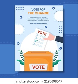 Election Day Political Poster Template Hand Drawn Cartoon Flat Illustration