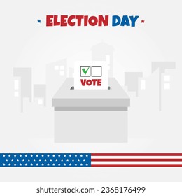 Election Day poster with ballots put in a box