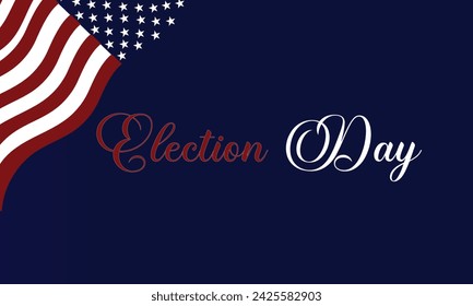 Election Day Text With Usa Flag And Blue Background Design
