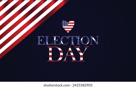 Election Day Text With Usa Flag And Blue Background Design