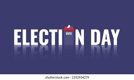 Election day title text. white color and shadow reflection. Election day concept