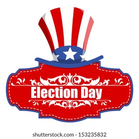 election day with uncle sam hat - Vector Illustration