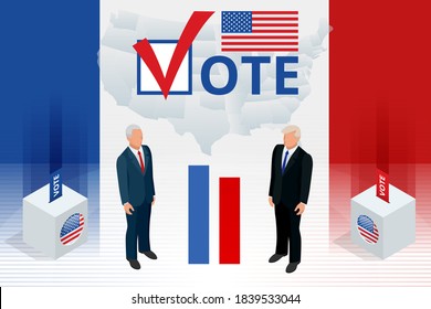 Election day. Usa debate of president voting 2020. Election voting poster. Vote 2020 in USA, banner design. Political election campaign