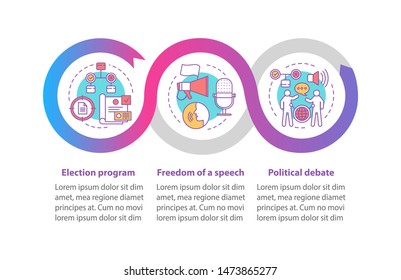 Election day vector infographic template. Business presentation design elements. Data visualization with three steps and options. Process timeline chart. Workflow layout with linear icons