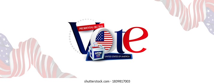 Election day. Vote 2020 in USA, banner design. Usa debate of president voting 2020. Election voting poster. Political election campaign