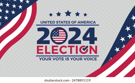 Election day. Vote 2024 in USA, banner design. Usa debate of president voting 2024. Election voting poster, political election campaign.Vector .