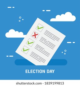 Election day vote paper and clouds design, president government and campaign theme Vector illustration