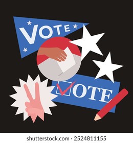 election day vote stickers badges flat illustration