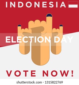 election day with voting box isolated on indonesian flag background. vector illustration