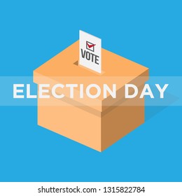election day with voting box isolated on solid background. vector illustration
