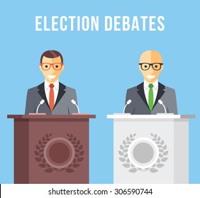 Election debates, dispute, social discussion flat illustration concepts. Modern flat design concepts for web banners, web sites, printed materials, infographics. Creative vector illustration