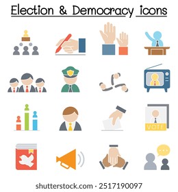Icono de Elección y Democracia en estilo de color plano