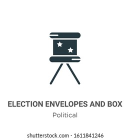 Election envelopes and box glyph icon vector on white background. Flat vector election envelopes and box icon symbol sign from modern political collection for mobile concept and web apps design.