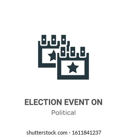 Election event on a calendar with star glyph icon vector on white background. Flat vector election event on a calendar with star icon symbol sign from modern political collection for mobile concept 