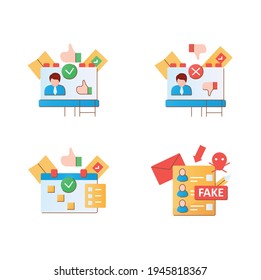 Election flat icons set. Winner, loser, election day, fake paper. Choice, vote concept. Democracy. Parliamentary or presidential elections. 3d vector illustrations