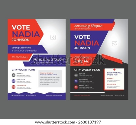 Election flyer design with clean and modern A4 size template , vote campaign presidential election brochure cover leaflet vector layout design.