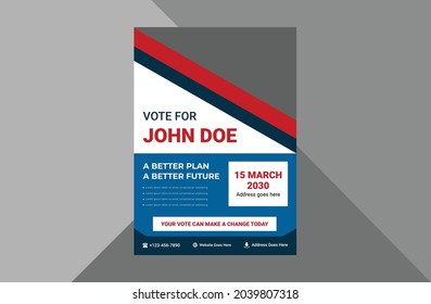 election flyer design template. vote now election poster leaflet design. a4 template, brochure design, cover, flyer, poster, print-ready
