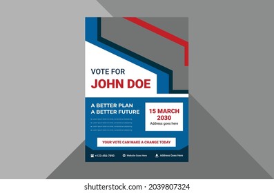 election flyer design template. vote now election poster leaflet design. a4 template, brochure design, cover, flyer, poster, print-ready