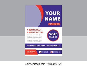 Election Flyer Template Design. Political Flyer Design. Vote Now Election Poster Leaflet Design. Cover, Flyer Design