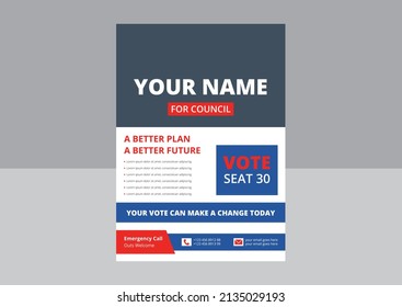 Election Flyer Template Design. Political Flyer Design. Vote Now Election Poster Leaflet Design. Cover, Flyer Design