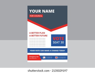 Election Flyer Template Design. Political Flyer Design. Vote Now Election Poster Leaflet Design. Cover, Flyer Design