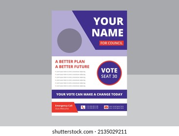 Election Flyer Template Design. Political Flyer Design. Vote Now Election Poster Leaflet Design. Cover, Flyer Design