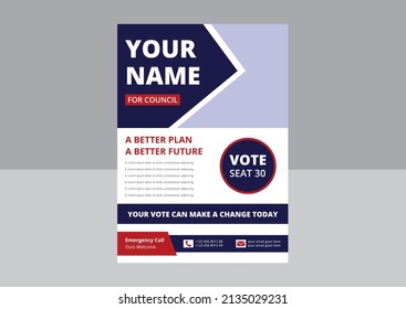 Election Flyer Template Design. Political Flyer Design. Vote Now Election Poster Leaflet Design. Cover, Flyer Design