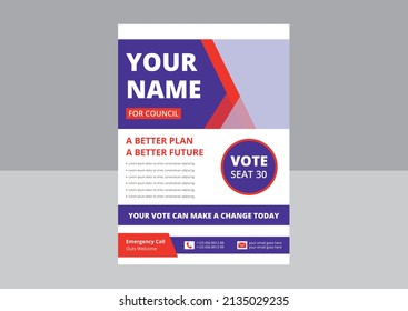 Election Flyer Template Design. Political Flyer Design. Vote Now Election Poster Leaflet Design. Cover, Flyer Design