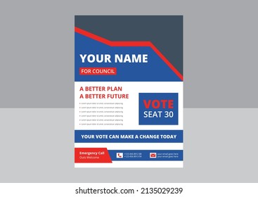 Election Flyer Template Design. Political Flyer Design. Vote Now Election Poster Leaflet Design. Cover, Flyer Design