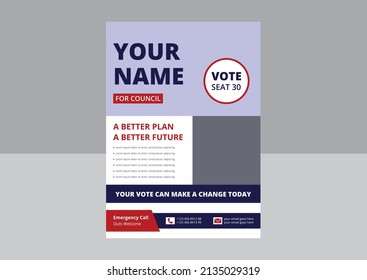 Election Flyer Template Design. Political Flyer Design. Vote Now Election Poster Leaflet Design. Cover, Flyer Design